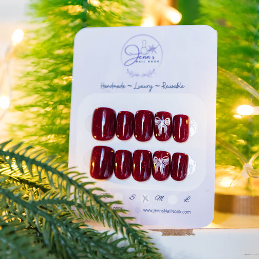 Berry Bow – Pre-Designed Press-On Nail Set