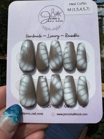Mushroom Mist – Pre-Designed Press-On Nail Set