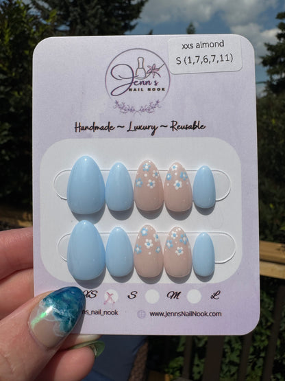 Bluebell Meadow – Pre-Designed Press-On Nail Set