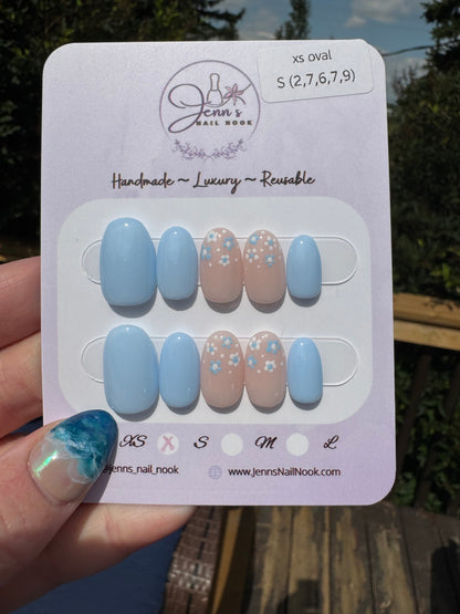 Bluebell Meadow – Pre-Designed Press-On Nail Set